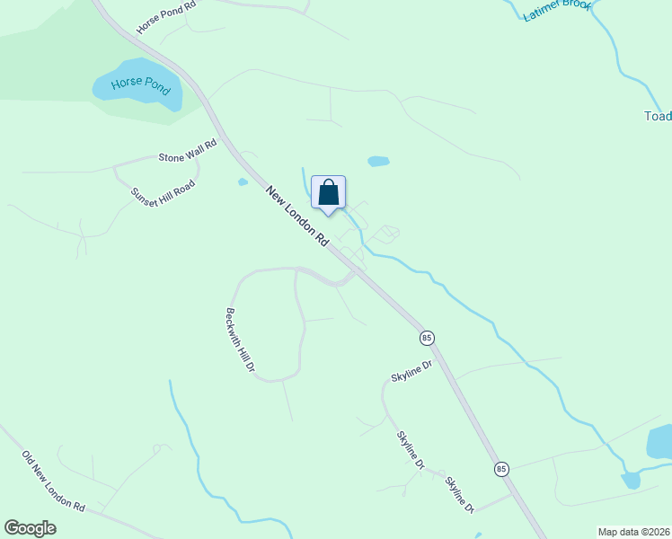 map of restaurants, bars, coffee shops, grocery stores, and more near 406 New London Road in Salem