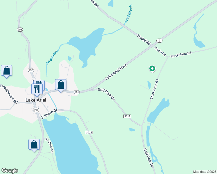 map of restaurants, bars, coffee shops, grocery stores, and more near 1404 Golf Park Drive in Lake Ariel