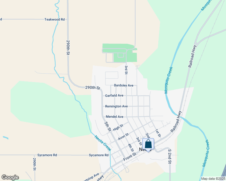 map of restaurants, bars, coffee shops, grocery stores, and more near 401 Bardsley Avenue in Neola