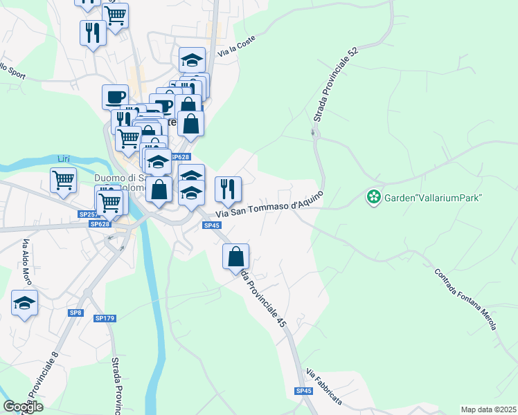 map of restaurants, bars, coffee shops, grocery stores, and more near 3 Via San Tommaso d'Aquino in Pontecorvo