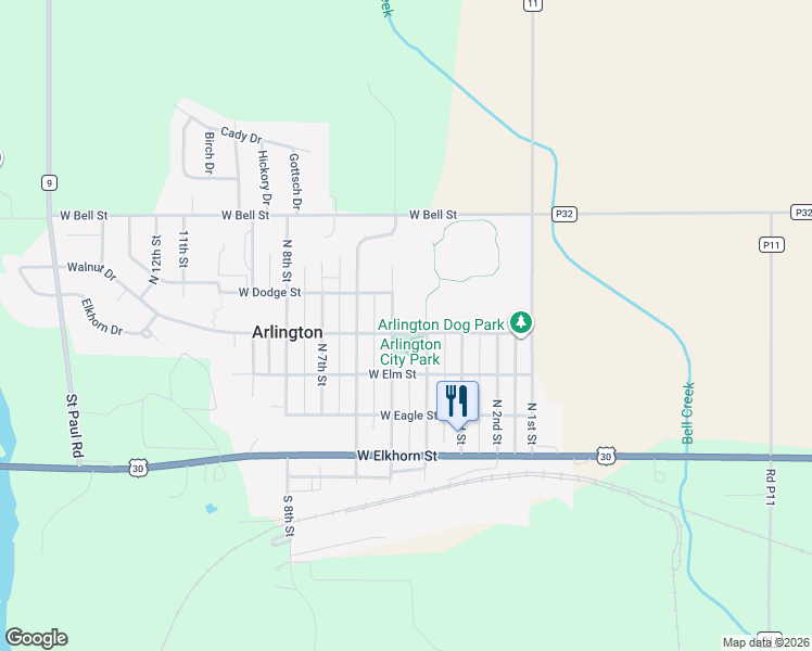 map of restaurants, bars, coffee shops, grocery stores, and more near 410 West Ellsworth Street in Arlington