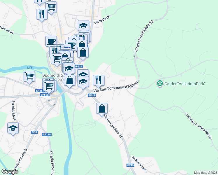 map of restaurants, bars, coffee shops, grocery stores, and more near 3 Via San Tommaso d'Aquino in Pontecorvo