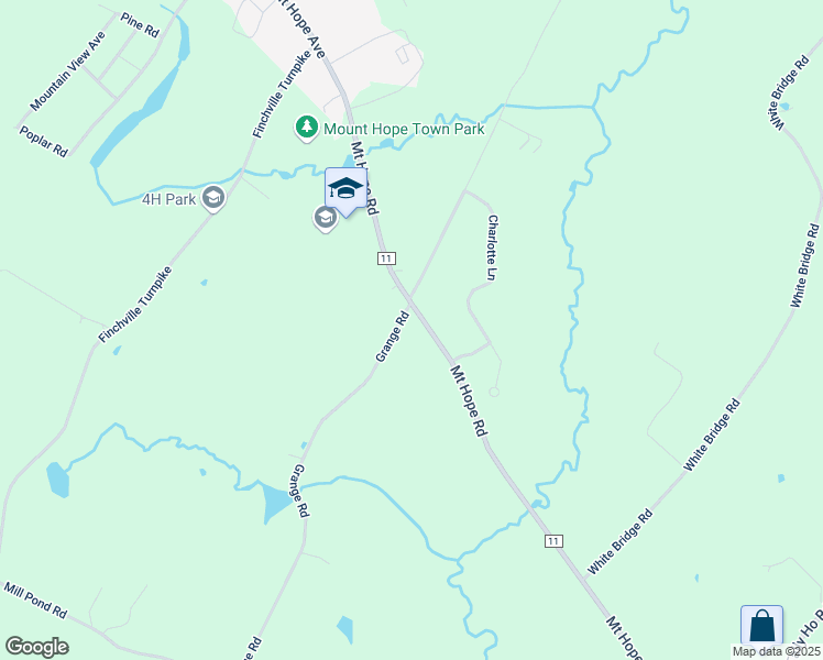 map of restaurants, bars, coffee shops, grocery stores, and more near 2525 Mount Hope Road in Middletown