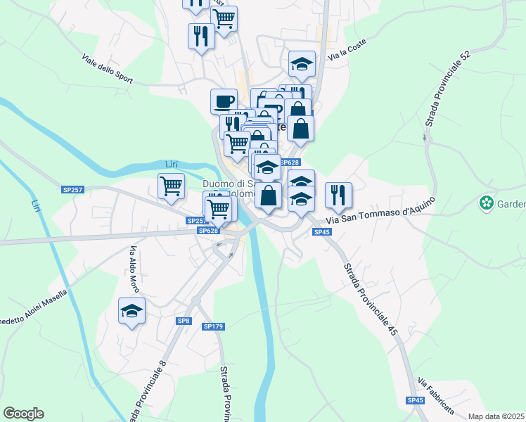 map of restaurants, bars, coffee shops, grocery stores, and more near 12 Via Dei Ferrari in Pontecorvo