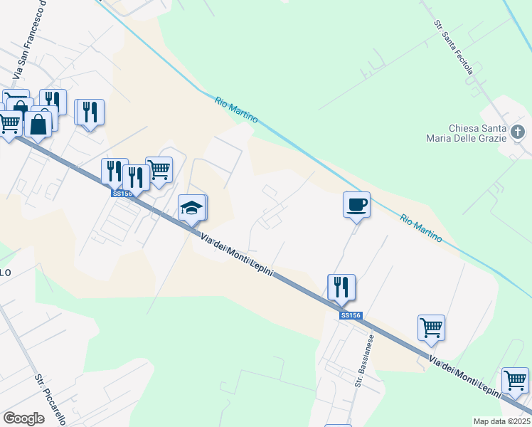 map of restaurants, bars, coffee shops, grocery stores, and more near Via Angelo Coletta in Provincia di Latina