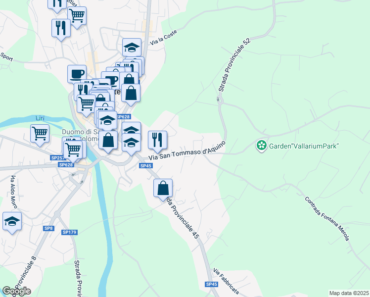 map of restaurants, bars, coffee shops, grocery stores, and more near 16 Strada Provinciale 45 in Pontecorvo