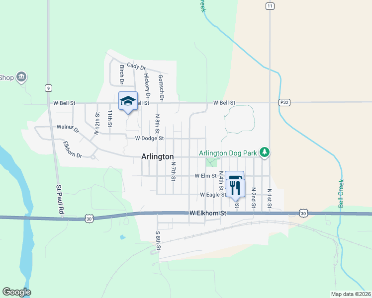 map of restaurants, bars, coffee shops, grocery stores, and more near 525 North 6th Street in Arlington