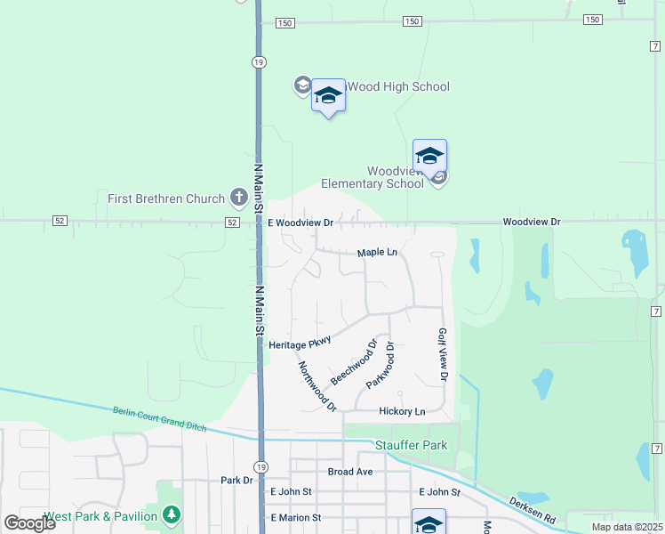 map of restaurants, bars, coffee shops, grocery stores, and more near 304 Bison Ridge in Nappanee