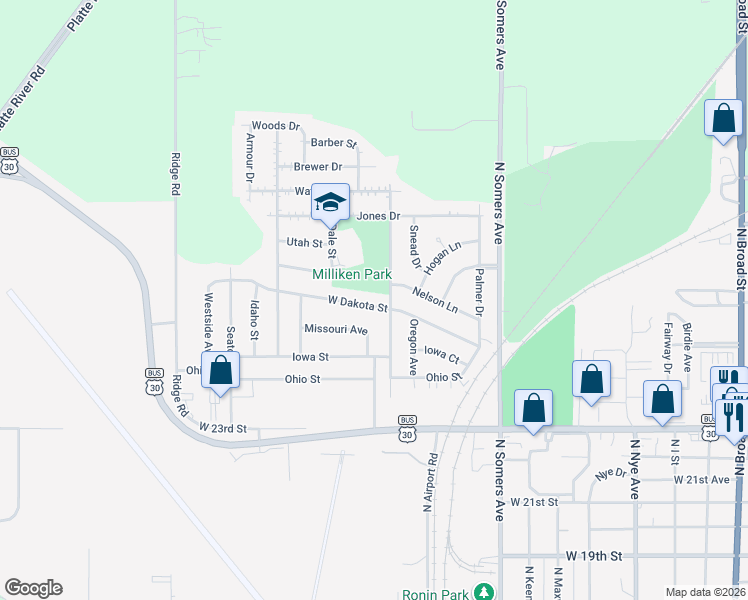 map of restaurants, bars, coffee shops, grocery stores, and more near 1306 West Dakota Street in Fremont