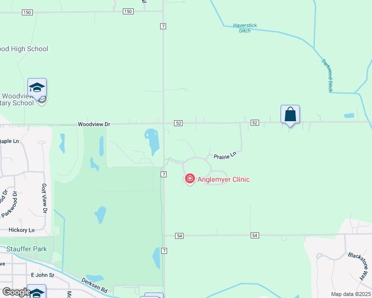 map of restaurants, bars, coffee shops, grocery stores, and more near 1700 Waterfall Drive in Nappanee