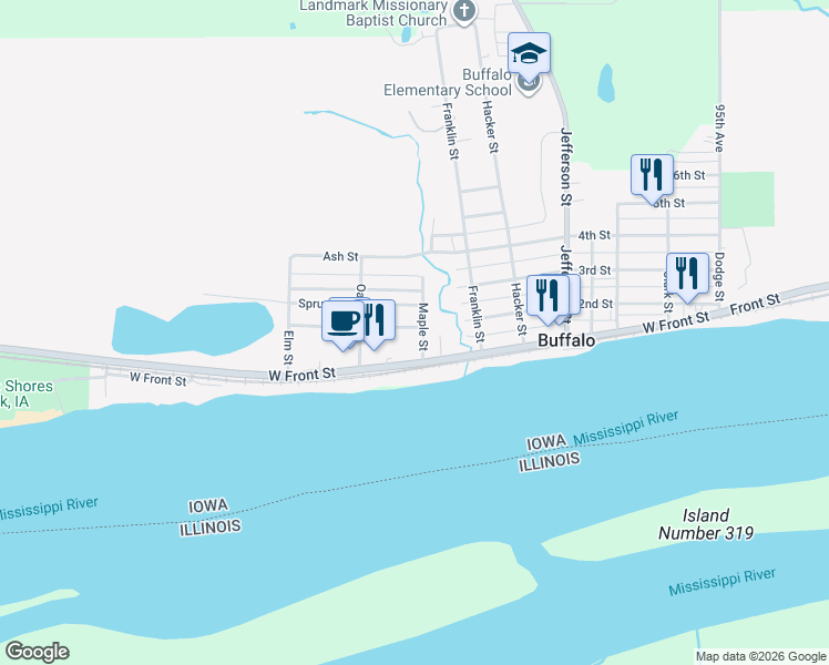 map of restaurants, bars, coffee shops, grocery stores, and more near 222-298 Maple St in Buffalo