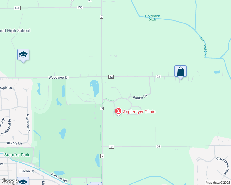 map of restaurants, bars, coffee shops, grocery stores, and more near 1700 Waterfall Drive in Nappanee