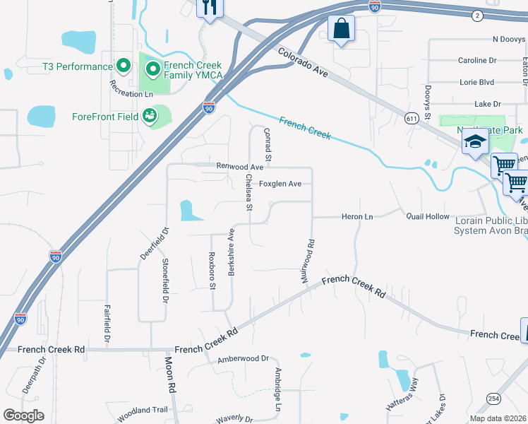 map of restaurants, bars, coffee shops, grocery stores, and more near 2430 Berkshire Avenue in Avon