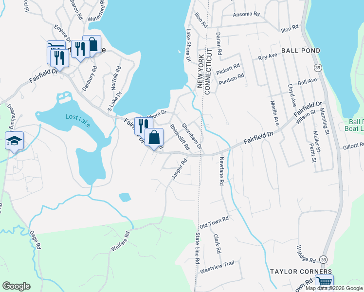 map of restaurants, bars, coffee shops, grocery stores, and more near 17 Rhinecliff Road in Brewster