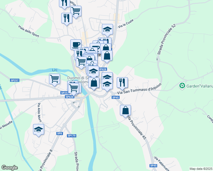 map of restaurants, bars, coffee shops, grocery stores, and more near 13 Via San Rocco in Pontecorvo