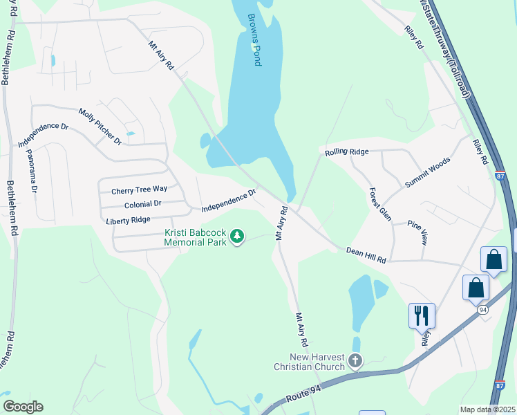 map of restaurants, bars, coffee shops, grocery stores, and more near 2106 Patriots Ct in New Windsor