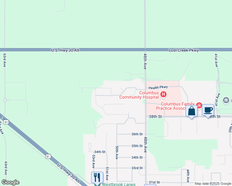 map of restaurants, bars, coffee shops, grocery stores, and more near 5206 41st Street in Columbus