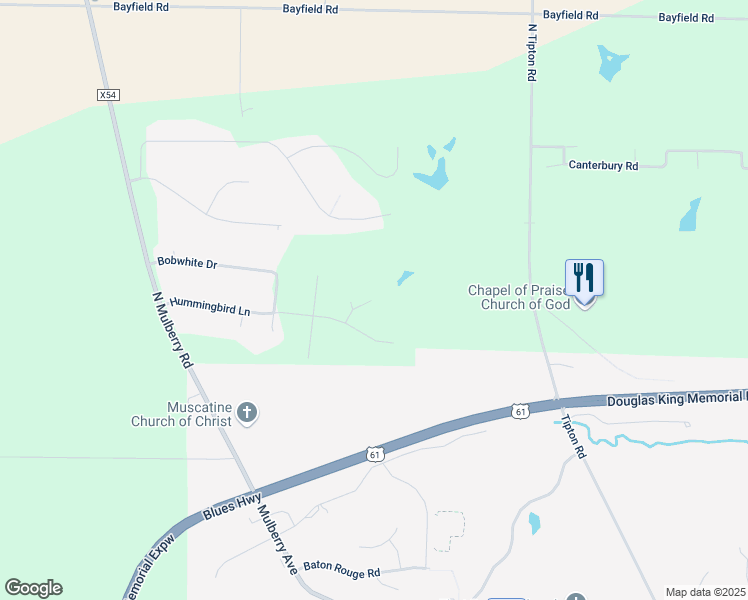 map of restaurants, bars, coffee shops, grocery stores, and more near 2460 Reggie Ridge Road in Muscatine