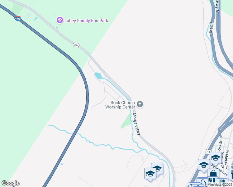 map of restaurants, bars, coffee shops, grocery stores, and more near 117 Mountain View Way in Scranton