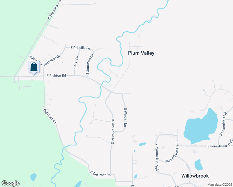 map of restaurants, bars, coffee shops, grocery stores, and more near 24016 South Walden Lane in Crete