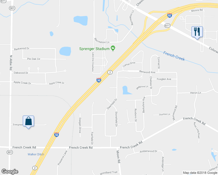 map of restaurants, bars, coffee shops, grocery stores, and more near 39345 Lorreto Court in Avon