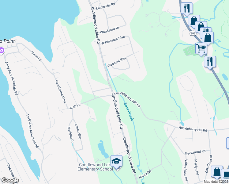 map of restaurants, bars, coffee shops, grocery stores, and more near 139 Candlewood Lake Road in Brookfield