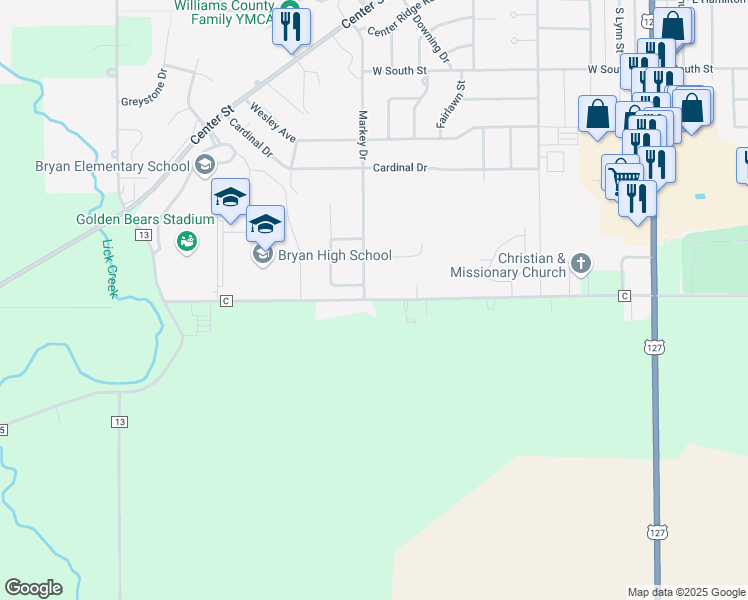 map of restaurants, bars, coffee shops, grocery stores, and more near 1100 West Fountain Grove Drive in Bryan