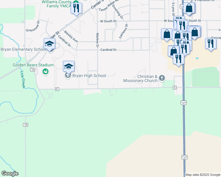 map of restaurants, bars, coffee shops, grocery stores, and more near 1100 West Fountain Grove Drive in Bryan