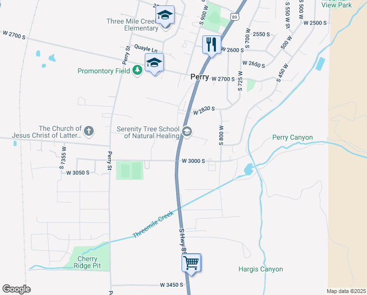 map of restaurants, bars, coffee shops, grocery stores, and more near 2925 South Highway 89 in Perry