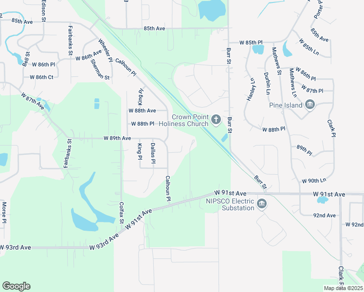 map of restaurants, bars, coffee shops, grocery stores, and more near 6000 West 89th Lane in Crown Point