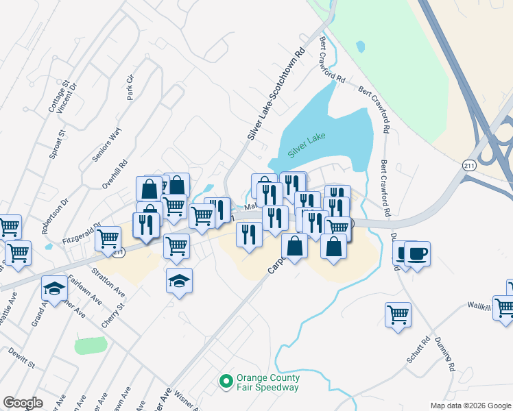 map of restaurants, bars, coffee shops, grocery stores, and more near 28 Maltese Drive in Middletown