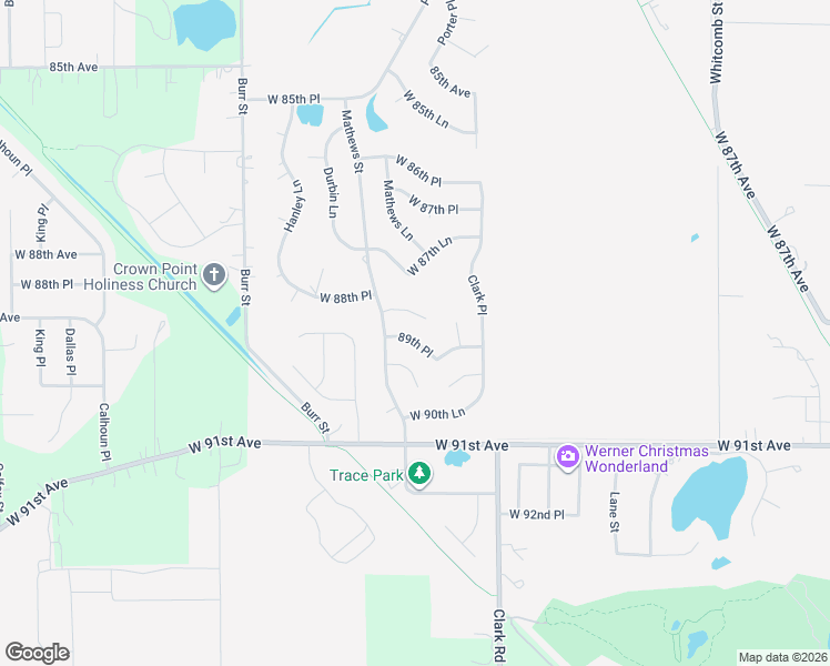 map of restaurants, bars, coffee shops, grocery stores, and more near 5080 89th Place in Crown Point