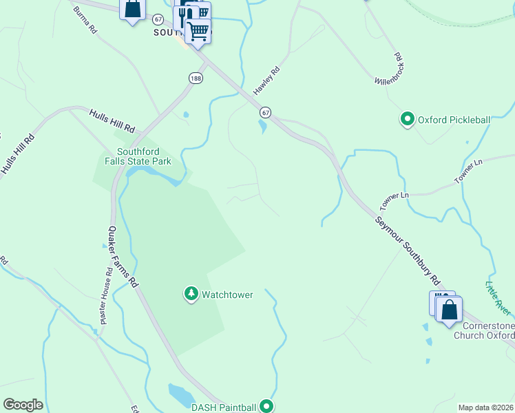 map of restaurants, bars, coffee shops, grocery stores, and more near 44 Oakcrest Road in Oxford