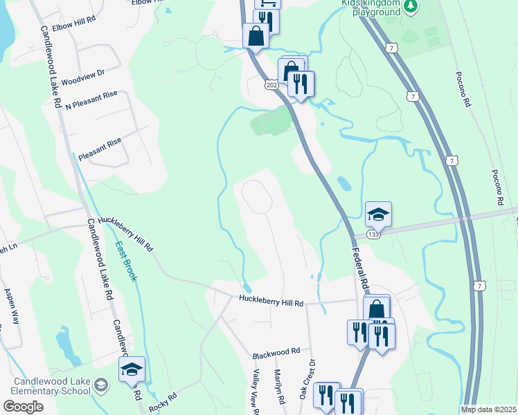 map of restaurants, bars, coffee shops, grocery stores, and more near 42 Greenknoll Drive in Brookfield