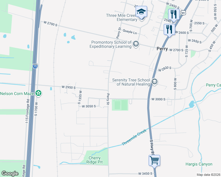 map of restaurants, bars, coffee shops, grocery stores, and more near 2915 Perry Street in Perry