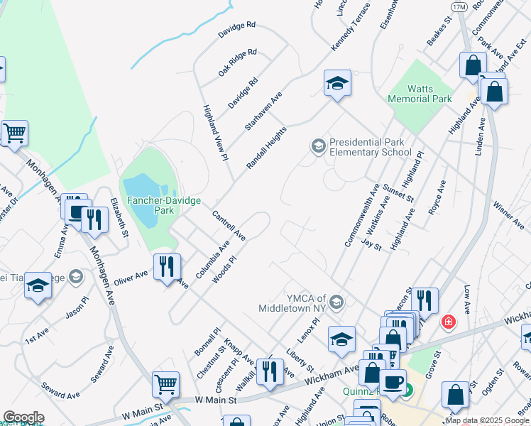 map of restaurants, bars, coffee shops, grocery stores, and more near 136 Sycamore Drive in Middletown