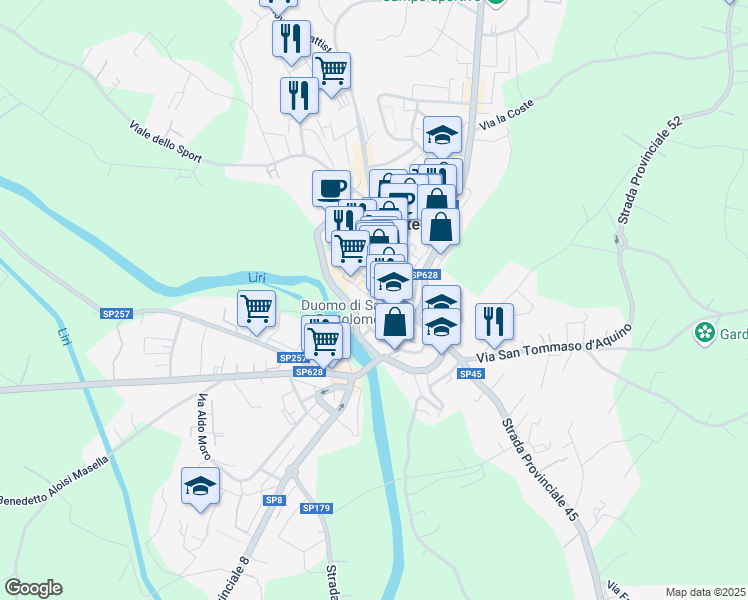 map of restaurants, bars, coffee shops, grocery stores, and more near 2 Via Separelle in Pontecorvo