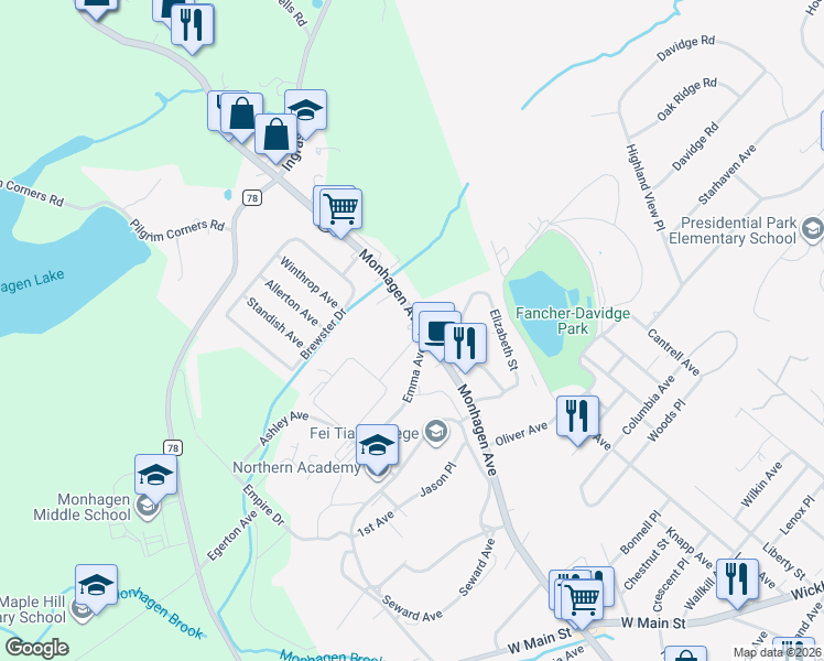 map of restaurants, bars, coffee shops, grocery stores, and more near 224 Monhagen Avenue in Middletown