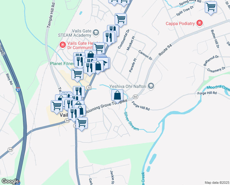 map of restaurants, bars, coffee shops, grocery stores, and more near 810 Blooming Grove Turnpike in New Windsor