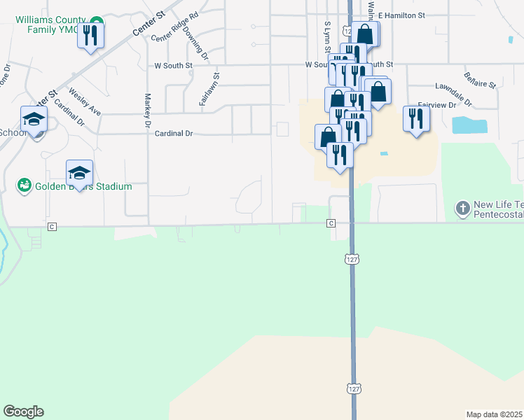 map of restaurants, bars, coffee shops, grocery stores, and more near 1511 Spring Meadow Lane in Bryan