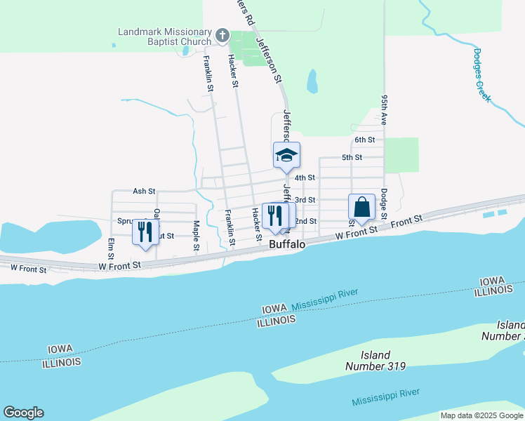 map of restaurants, bars, coffee shops, grocery stores, and more near 625 3rd Street in Buffalo