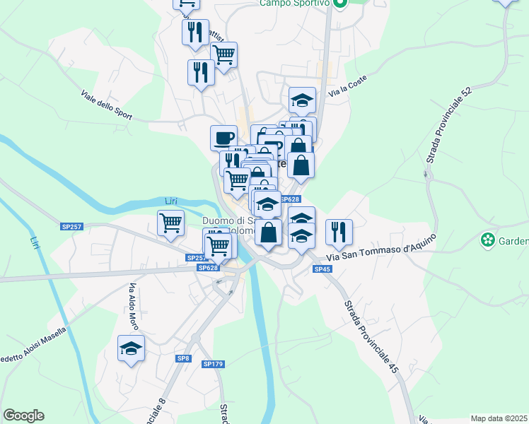 map of restaurants, bars, coffee shops, grocery stores, and more near 2 Via Separelle in Pontecorvo