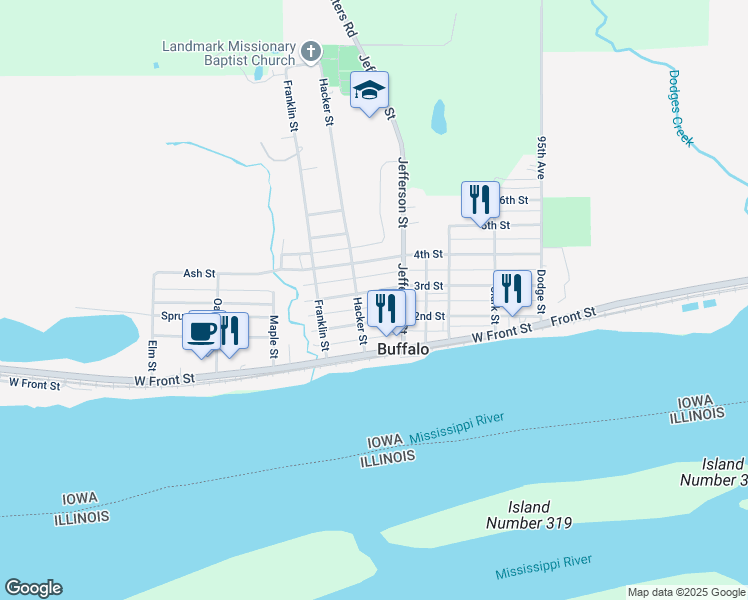 map of restaurants, bars, coffee shops, grocery stores, and more near 625 3rd St in Buffalo