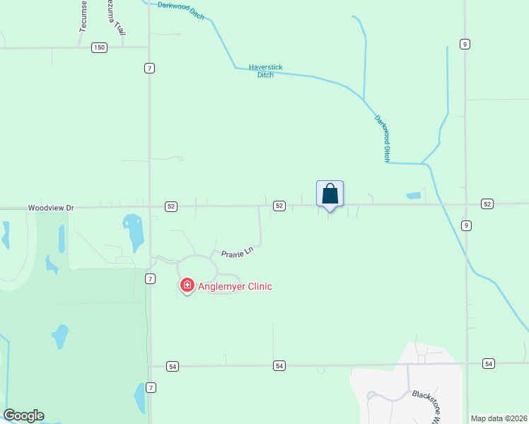 map of restaurants, bars, coffee shops, grocery stores, and more near 26586 County Road 52 in Nappanee