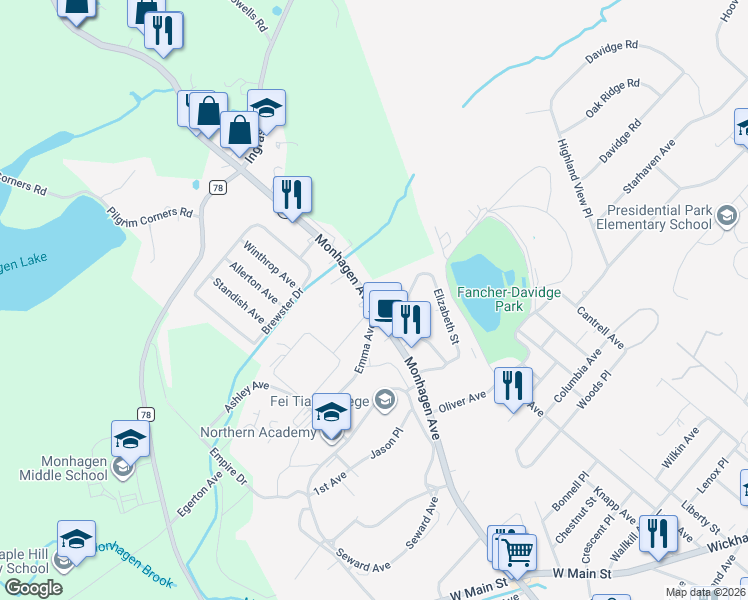 map of restaurants, bars, coffee shops, grocery stores, and more near 224 Monhagen Avenue in Middletown