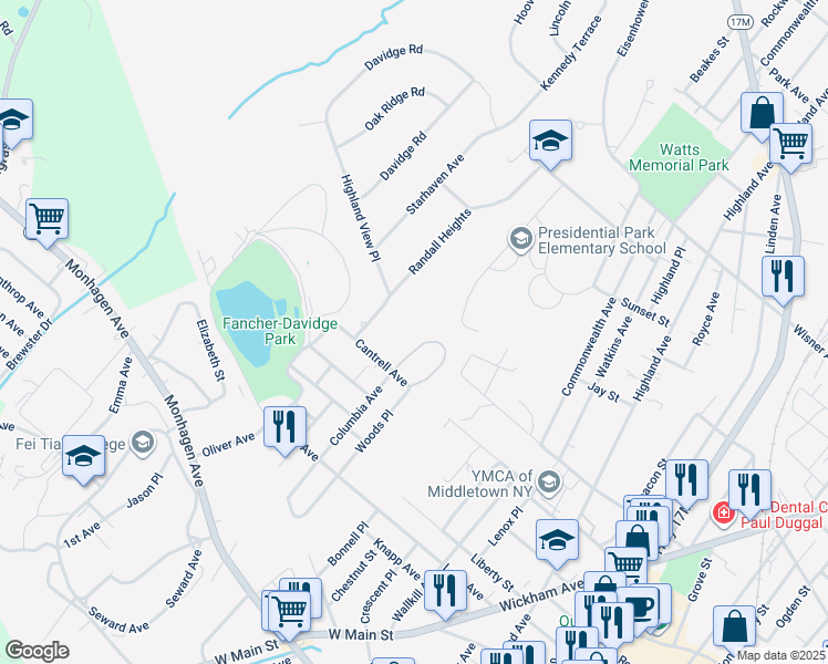 map of restaurants, bars, coffee shops, grocery stores, and more near 26 Sycamore Drive in Middletown