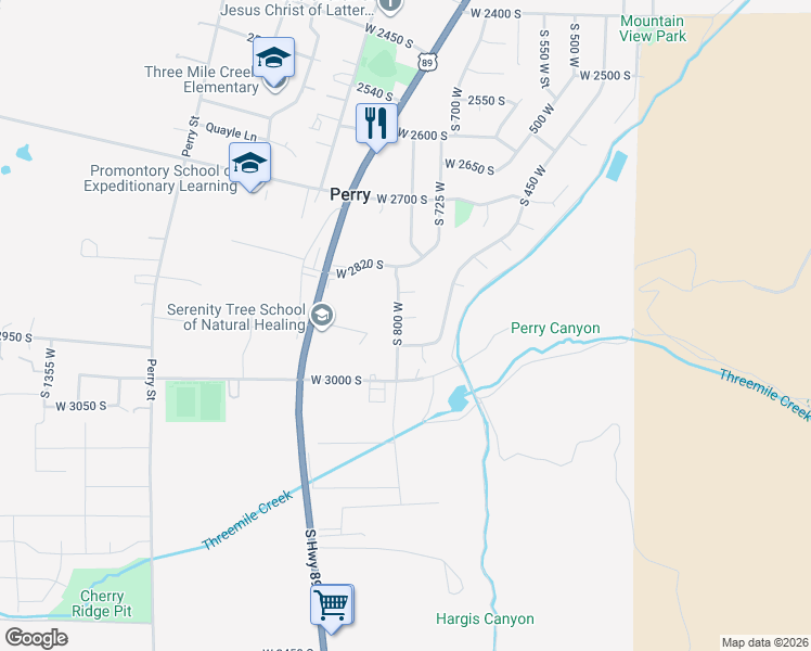 map of restaurants, bars, coffee shops, grocery stores, and more near 2920 South 800 West in Brigham City