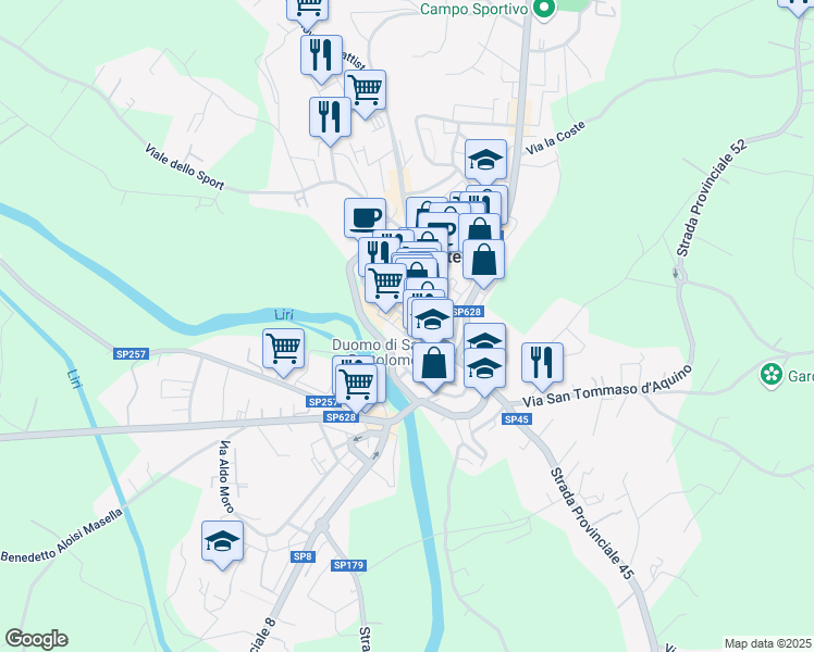 map of restaurants, bars, coffee shops, grocery stores, and more near 2 Via Separelle in Pontecorvo