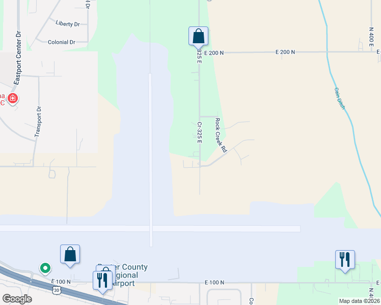 map of restaurants, bars, coffee shops, grocery stores, and more near 1048-1398 Cr-325 East in Valparaiso