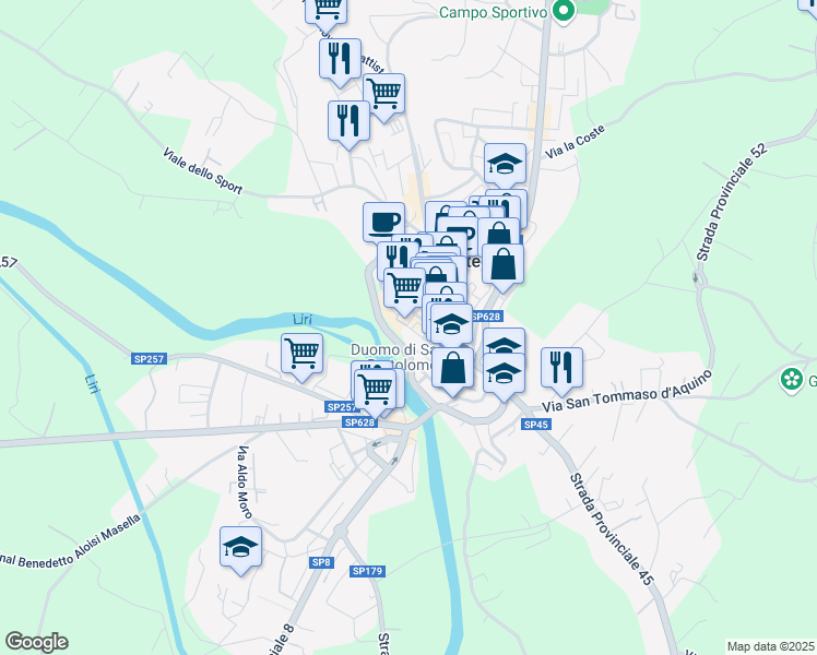 map of restaurants, bars, coffee shops, grocery stores, and more near 1 Vicolo San Paolo in Pontecorvo